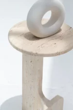 PRITI Travertine Round Side Table