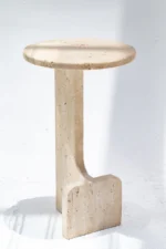 PRITI Travertine Round Side Table