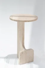 PRITI Travertine Round Side Table