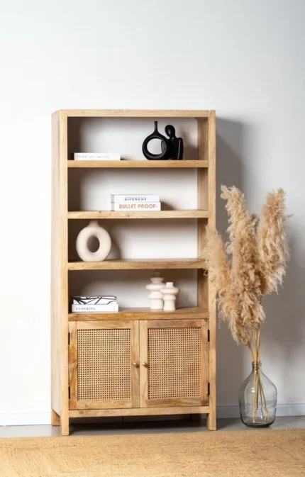 PRITI Rattan Wooden Bookshelves