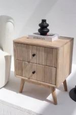 PRITI Two Drawer Wooden Bedside Table