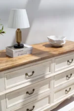 PRITI Six Drawers White Sideboard