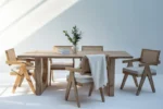 PRITI Wood Rectangular Dining Table with Hollow Legs