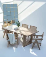 PRITI Wood Rectangular Dining Table with Hollow Legs