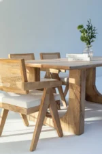 PRITI Wood Rectangular Dining Table with Hollow Legs