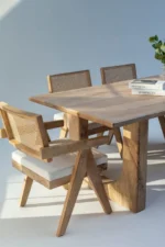 PRITI Wood Rectangular Dining Table with Hollow Legs