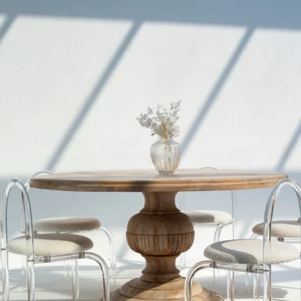 PRITI Wood Dining Table with Hourglass Leg