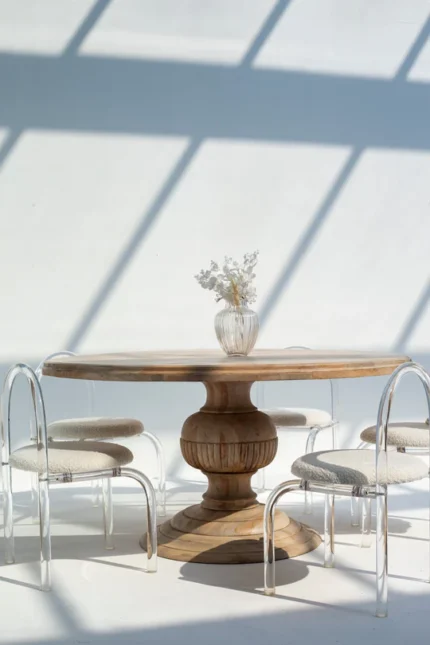 PRITI Wood Dining Table with Hourglass Leg