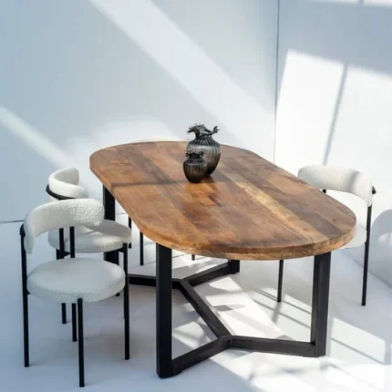 PRITI Oval Top Mango Wood Dining Table