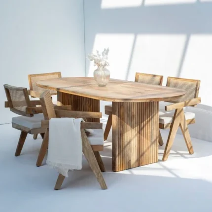 PRITI Dining Table with Slat Flat Legs