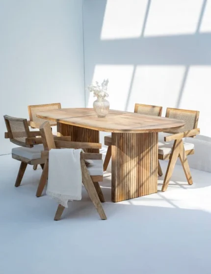 PRITI Dining Table with Slat Flat Legs