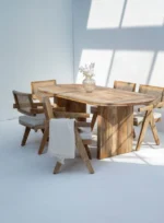 PRITI Dining Table with Slat Flat Legs