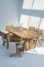 PRITI Dining Table with Slat Flat Legs