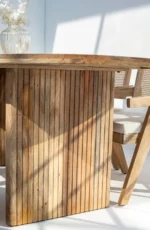 PRITI Dining Table with Slat Flat Legs