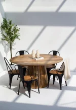 PRITI Round Wood Dining Table