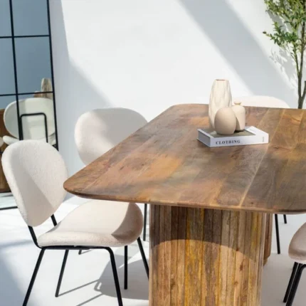 PRITI Round Legs Long Wood Dining Table