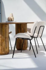 PRITI Round Legs Long Wood Dining Table