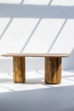 PRITI Round Legs Long Wood Dining Table