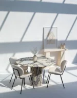 PRITI Dining Chair with Black Metal Legs