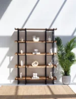 PRITI Industrial Mango Wood Bookcase