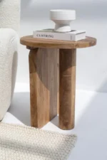 PRITI Wooden Round Side Table With Cross Legs