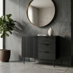 Black 3 Drawers & 1 Door cabinet (Black Wood) - PRITI