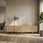 PRITI Doors Media Console (Solid Wood with cane ) - Image 6