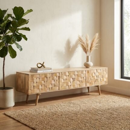 PRITI Wood Handicraft TV Cabinet