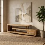 PRITI 3 Shelves Wooden TV Console (Solid Wood ) - Image 2