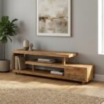 PRITI 3 Shelves Wooden TV Console (Solid Wood )