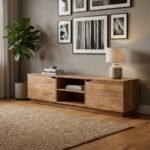 PRITI Wood TV Cabinet with Shelf (Solid Wooden) - Image 3