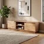 PRITI Wood TV Cabinet with Shelf (Solid Wooden)