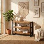 PRITI Three Shelves Industrial Console (Solid Wood )