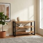 PRITI Three Shelves Industrial Console (Solid Wood ) - Image 2