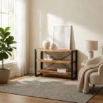 PRITI Three Shelves Industrial Console (Solid Wood )