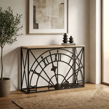PRITI Wooden Console Table with metal legs