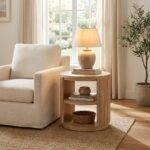 PRITI Modern Natural End Table (Solid Wood )