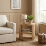 PRITI Modern Natural End Table (Solid Wood )