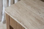 PRITI Travertine & Wood Side Table