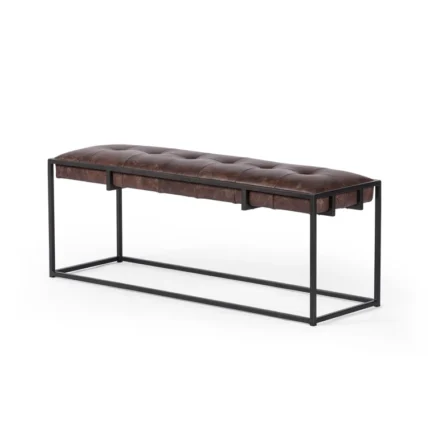 PRITI Genuine Leather Upholstered Bench