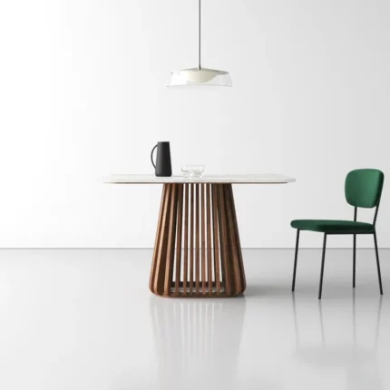 PRITI Solid Wood & Marble Square Dining Table