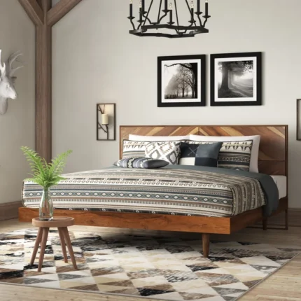 PRITI Solid Wood Platform Bed