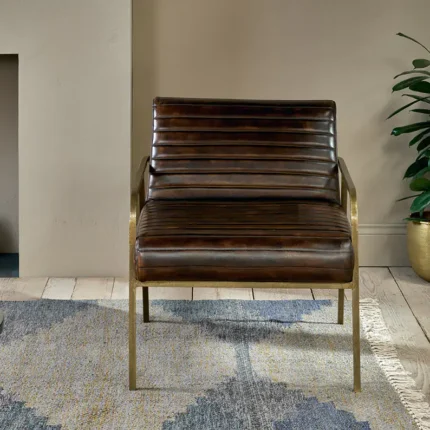 PRITI Ribbed Leather Armchair