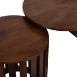 PRITI Modern Neutral Wood Set Of 3 Oval Coffee Table & Nesting Stool Set - 43.0" x 22.0" x 22.0"