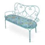 PRITI Metal Sofa with Sky Blue Printed Fabric, Two Seater