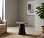 PRITI Brown Wood Round Side Table (Solid Wood )