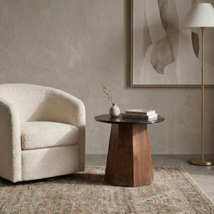 PRITI Marble Top End Table (Sisam Base )