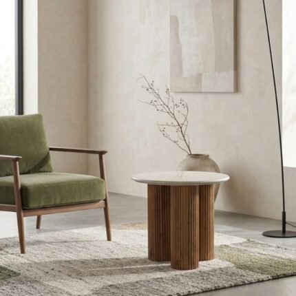 PRITI Modern Marble Round End Table
