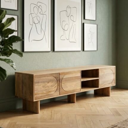 PRITI Natural Wood Patterned TV Unit