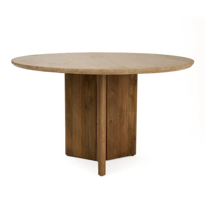 PRITI Modern Travertine Marble Round Dining Table